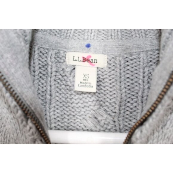 LL Bean Double L Cable Sweater Zip Cardigan Gray Size XS - Picture 7 of 10